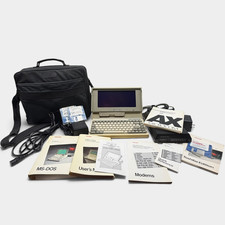 Vintage Toshiba T1200 Portable Laptop Computer MS-DOS Manuals Modem Parts Repair picture