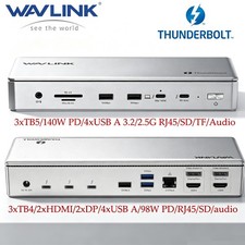 WAVLINK Multi TB4/5 Laptop Docking Station Thunderbolt 5 Dock Dual HDMI DP 140W picture