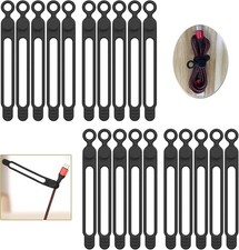 UMUST Silicone Cable Ties Reusable Cord Management Organizer Black Elastic Ties picture