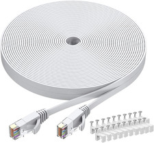 Cat6 Ethernet Cable 50 FT White, Cat-6 Flat RJ45 Computer Internet LAN picture