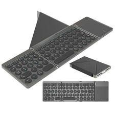 3-Channel PU Leather Cover Rechargeable Foldable BT Wireless Touchpad Keyboard picture