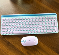 SEENDA Wireless Slim Keyboard Mouse Bundle Multimedia Keys CTU-301 Blue/Purple picture