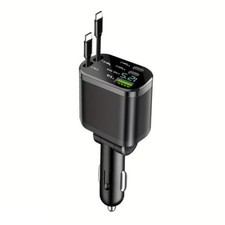 120W Fast Retractable Car Charger with 2 USB Type-C Cables - Large Fold-5 ports picture
