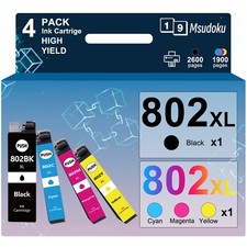 4PK 802XL T802XL Ink Cartridges For Epson WorkForce Pro WF-4720 WF-4730 WF-4734 picture