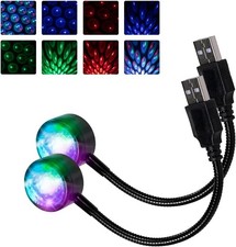 2PCS Car USB Starlight RGB Projector – 9 Modes Sound Control LED Ceiling Ambient picture