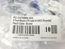 Pack of 10 Networx PC-CAT6BBK-003 3Ft Black UTP Cat6 Patch Cable Booted picture
