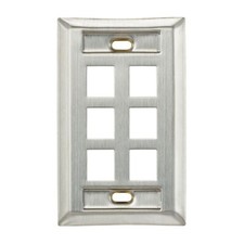 Leviton 43080-1L6 1-Gang 6-Port Stainless Steel Wallplate with ID Windows picture