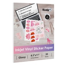 Koala Vinyl Sticker Paper, Inkjet Glossy White Waterproof Sticker Paper 8.5x11 picture