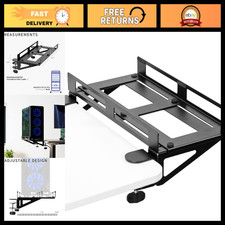 Adjustable Black Clamp-on PC Desk Mount for Monitors & Laptops - Space-Saving De picture