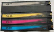 Set of 4 Mostly New Genuine HP 980 BLK CYN MAG YEL Inkjets NO BX 65% INK  picture