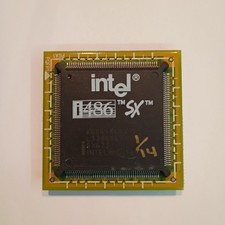 RARE INTEL 486SX 25mhz CPU Processor Ceramic Gold KU80486SX-25 Vintage SX673 picture