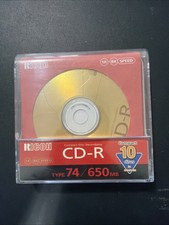 Ricoh CD-R Type 74 650MB Blank Media 10 Disc Pack Sealed 1x-8x Speed picture
