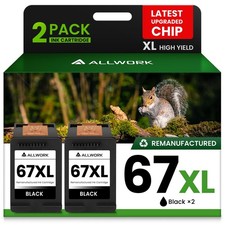 2PK 67XL Black Ink Cartridge for HP 2755e 4155e 6055e 6455e Printers picture