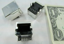 Lot 10 Stewart Female Ethernet Jacks 8p8c RJ45 90 Degree Gold Plated Solder 2.54 picture