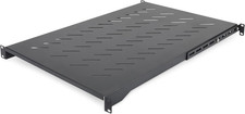 Vented 1U 4-Post Server Rack Shelf, Adjustable Depth, 150Lb Capacity, Black picture
