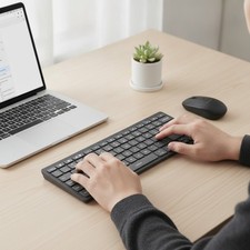 Ultra-Slim Bluetooth Keyboard - Ergonomic 3-Device Connection for All OS picture