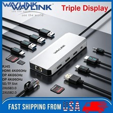 WAVLINK 12 in 1 Triple Display Laptop Docking Station USB C Hub HDMI for Windows picture