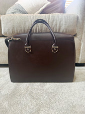 Jack Georges Brown Leather Laptop Briefcase 15in w/ Adjustable Padded Strap picture