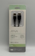 New Ativa 6 Foot USB Extension Cable Black Male to Female Port Extender Cord picture