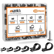 222PCS Nylon Cable Clips Assortment with Screws 6 Size Wire Clamps picture