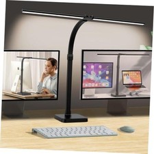 LED Desk Lamp for Home Office, Double Head 24W with Base, Black-Desktop picture