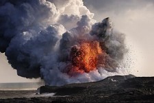 Landscape nature volcano eruptions hawaii lava smoke ash Custom Gaming Mat Desk picture
