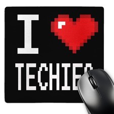 3dRose Geeky Old School Pixelated Pixels 8-Bit I Heart I Love Techies Mouse Pad picture