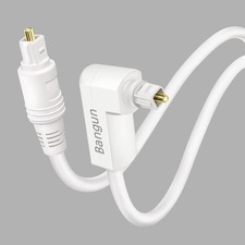 White Optical Audio Cable 10ft, Slim 90 Degree Digital SPDIF Toslink Optical Cor picture
