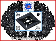 100 USA Made Adhesive Wire Cable Tie 1 inch Mounting Pads Wall Mount Clips Black picture