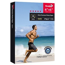 Lot 50-300 Ct Koala Ultra Premium Satin Photo Paper 4x6 72lb for Inkjet Printer picture