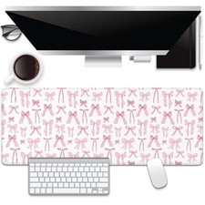 Pink Bow Desk Pad Pad,Large XL Mat with Stitched Edges,Non-Slip Base Mousepad... picture