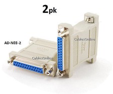 2-PACK DB25 Null Modem Female/Female Data Transfer Adapter/Gender Changer picture