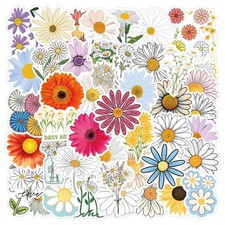 Cute Daisy Stickers 55PCS Beautiful Plants Waterproof Flower Stickers for Water picture