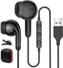 USB Earbuds for Pc,Headphones with Microphone for Computer,Black picture