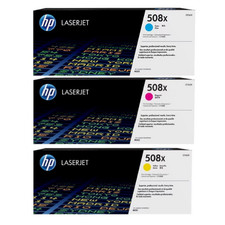 HP 508X  High Capacity Toner Cartridge Set of 3 – OEM Sealed – CMY 3-Pack picture