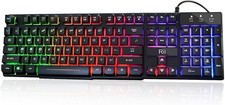 Rii RK100+ Multiple Color Rainbow LED Backlit Backlit/Black keys picture