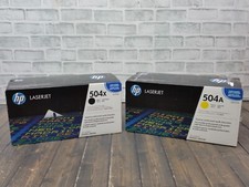 LOT of 2 -NEW Genuine Factory Sealed HP - BLACK 504X CE252A - YELLOW 504A CE250X picture