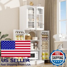 White Kitchen Pantry Storage Cabinet with Adjustable Shelves, 64