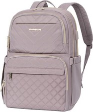 EMPSIGN Laptop Backpack Purse for Women and Men with USB 15.6 Inch, Grey Pink  picture