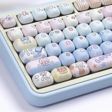 PBT Cute Keycaps Blue MOG Profile Keycap 139 Keys Rounded Custom Set Mx picture
