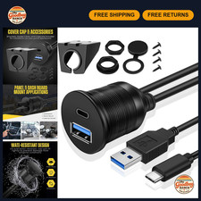 Dual USB 3.0 Flush Panel Mount Extension Cable for Car Dash - 6ft, Easy Install picture