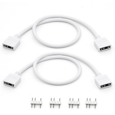 2-Pack 1-To-1 ARGB Extension Cable, White 5V 3-Pin Female to Female ARGB Address picture