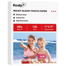 100 PCS Glossy Inkjet Photo Paper 11x17 Inch 48lb 180GSM Professional Dye picture