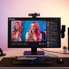Aluratek HD 1080P Webcam, USB-C/USB-A, w/Built-in Speakers & Mic AWCS06F picture