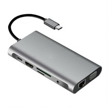 10 in 1 Hub Laptop Charging Dock Type C HDMI VGA RJ45 PD Multi USB 3.0 Adapter picture