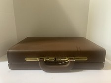 Savaage Solo Brown Vegan Leather Briefcase Portfolio Presto Lock New picture