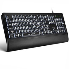 Wired Large Print Backlit Senior Friendly Low Vision USB Keyboard Black picture