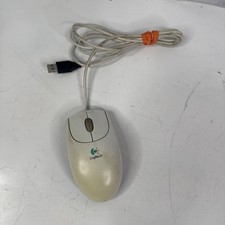 White Logitech USB Wired 2x Optical Wheel Mouse Model M-BJ58 P/N: 830524-0000 picture