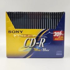 Genuine Sony 30-Pack Disc Blank Music CD-R 80min Audio 700Mb in Slim Jewel Cases picture