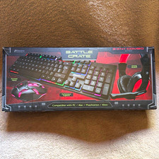 2boom Battle Crate Wired Gaming Keyboard Mouse Headset Combo 2400 DPI Black picture